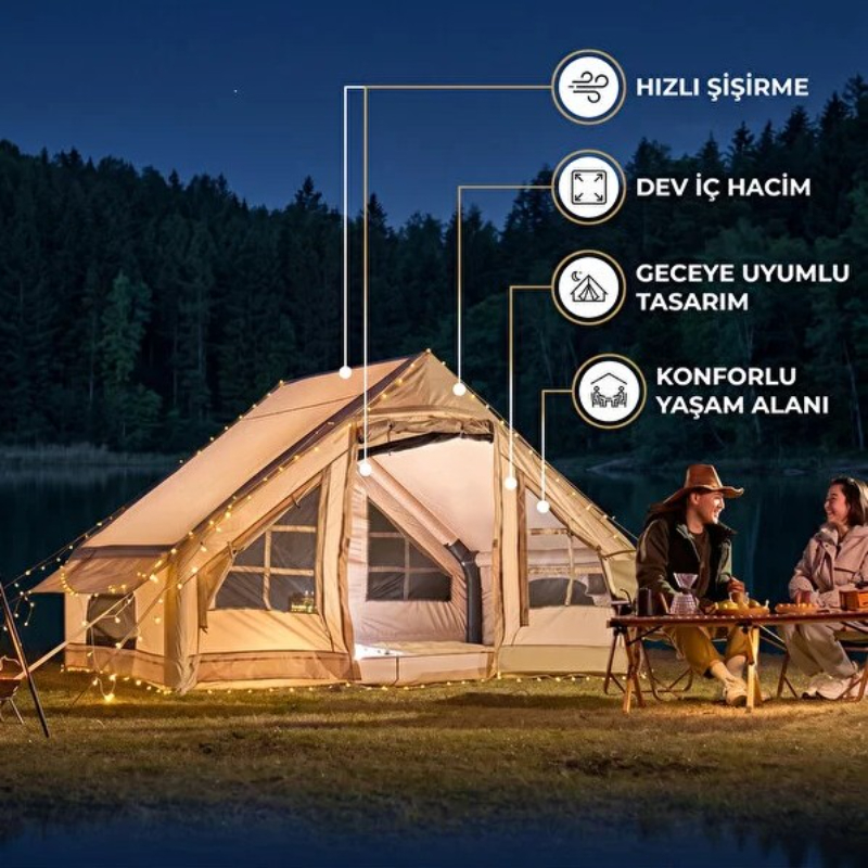 6 Kişilik Şişme Kamp Çadırı - 4 Mevsim - Dev İç Hacim - 2
